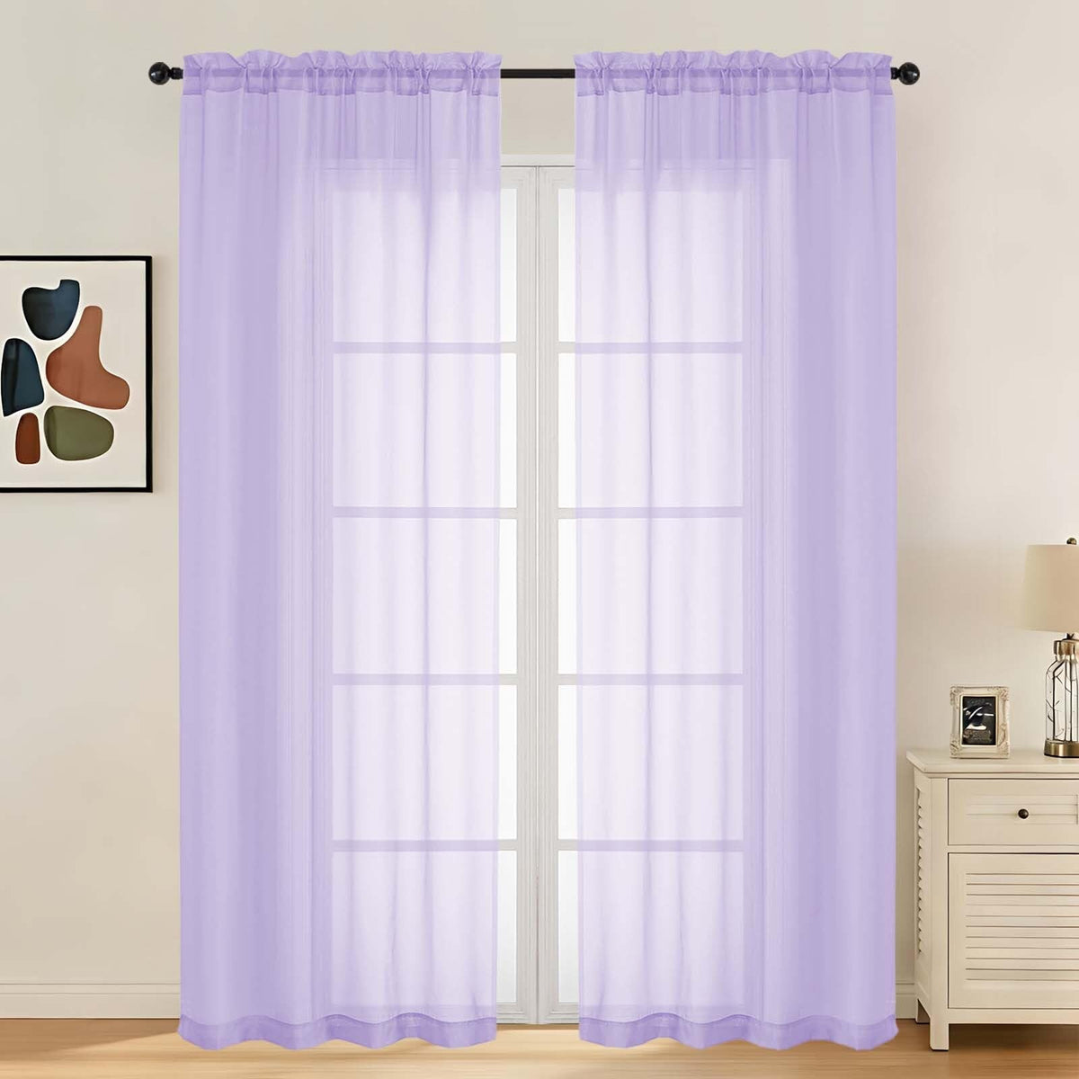 LIVEKID White Sheer Curtains 84 Inches Long 2 Panels - Light Filtering Breathable Voile Textured Sheer Curtains for Bedroom/Living Room, Rod Pocket Soft Elagant & Airy Solid Drapes, W42 x L84