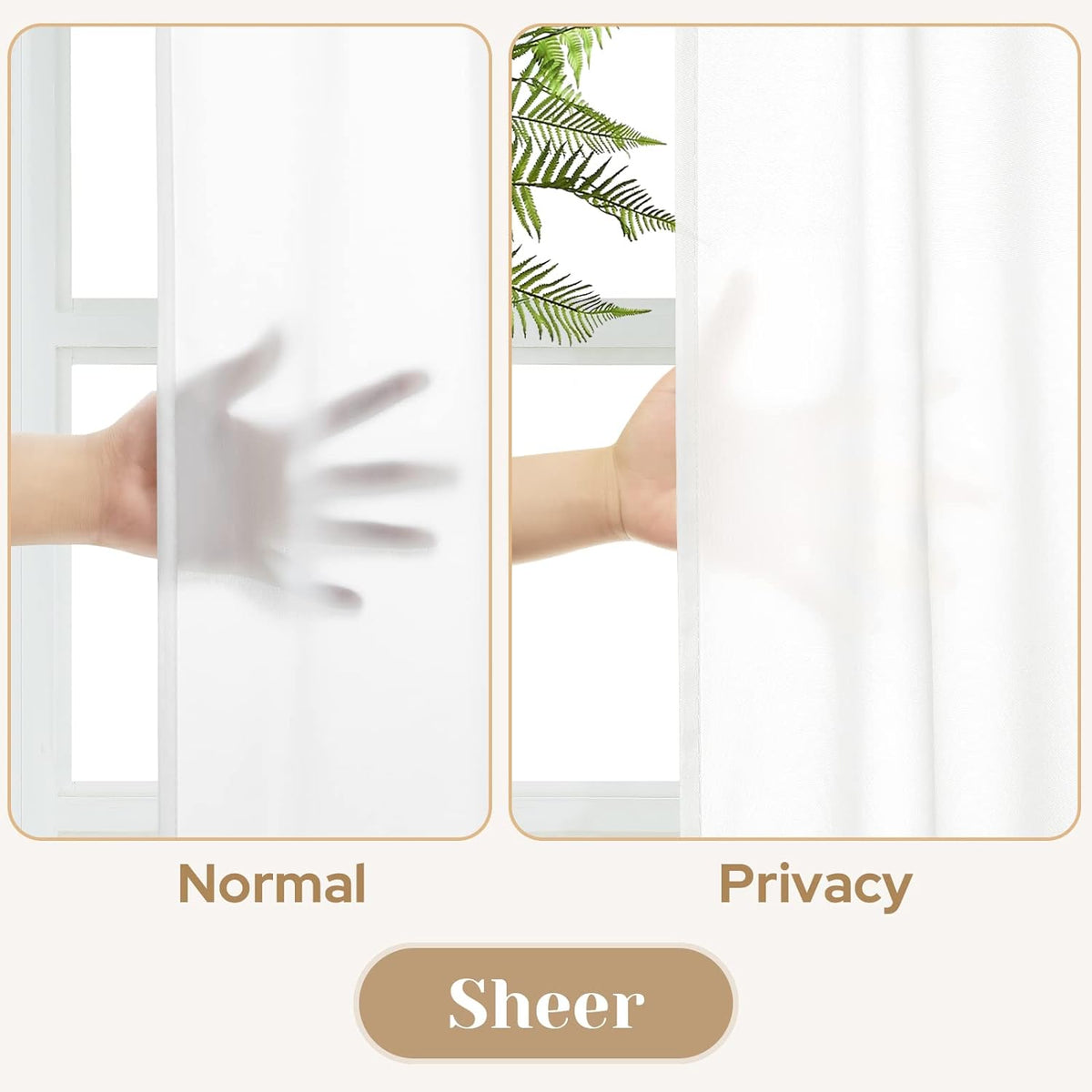 HOMEIDEAS Non-See-Through White Privacy Sheer Curtains, 52 X 96 Inches Long