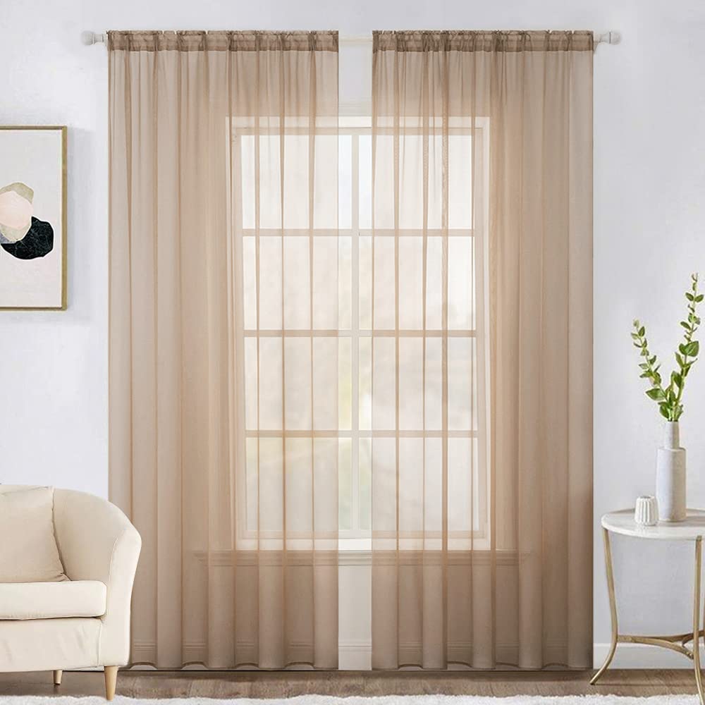 MIULEE 2 Panels White Sheer Curtains for Living Room 54 X 105 Inches