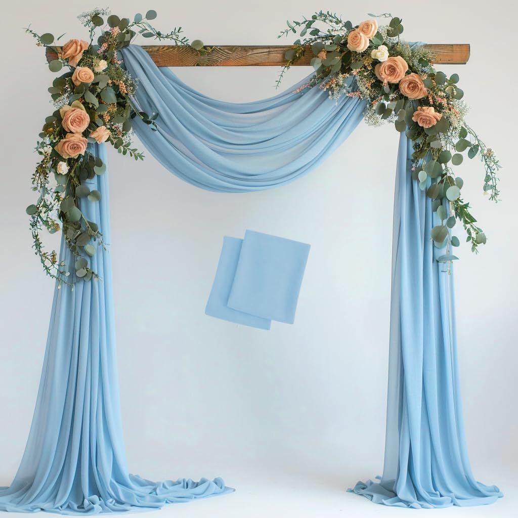 Wokceer White Wedding Arch Draping Fabric Backdrop Drapes Sheer 28.7"x 20FT