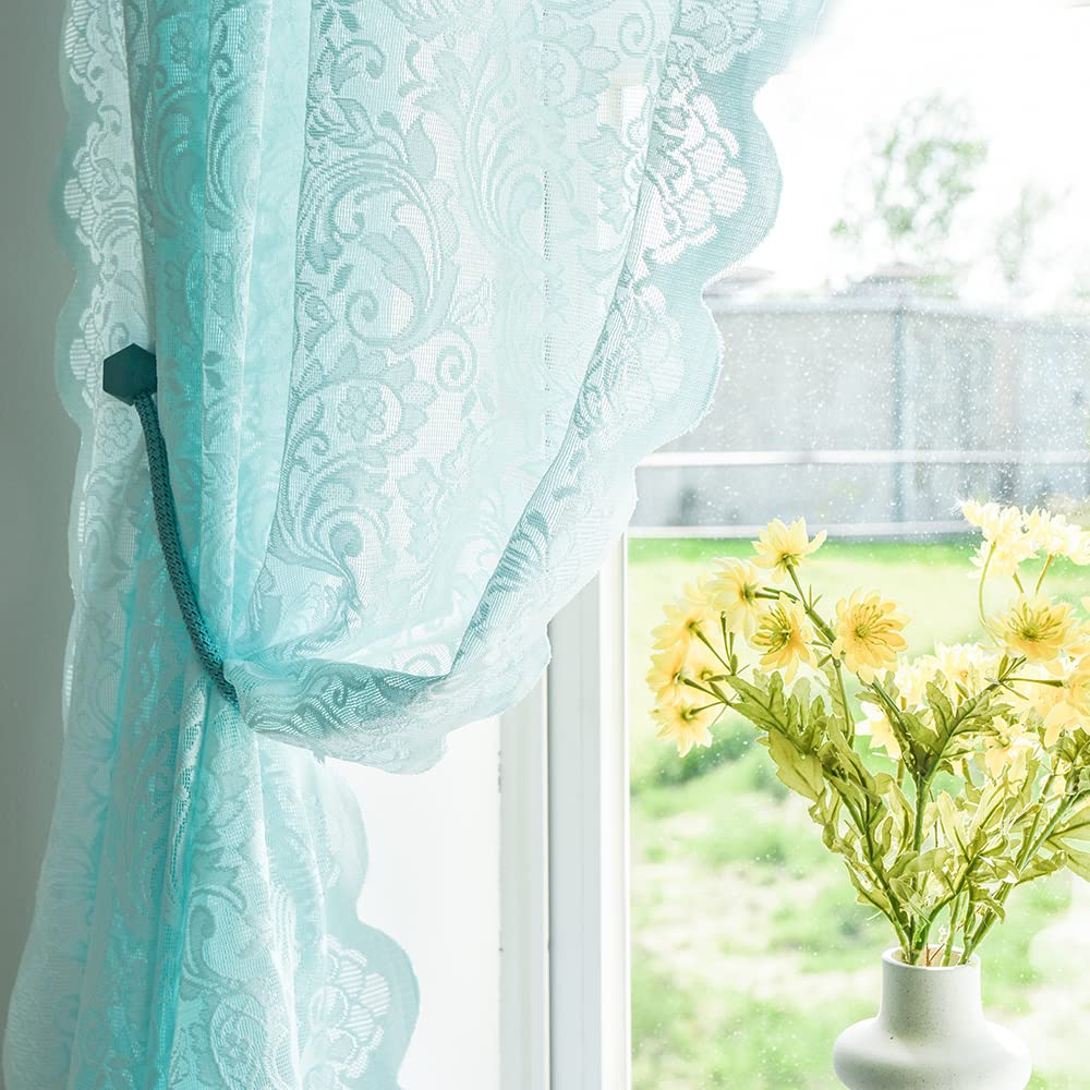 ALIGOGO Black Lace Curtains for Bedroom, Gothic Style, 52W x 63L Inch