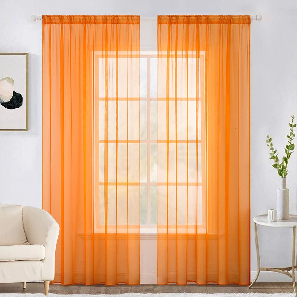 MIULEE 2 Panels White Sheer Curtains for Living Room 54 X 105 Inches