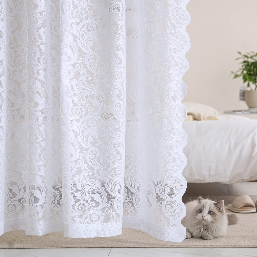 ALIGOGO Black Lace Curtains for Bedroom, Gothic Style, 52W x 63L Inch