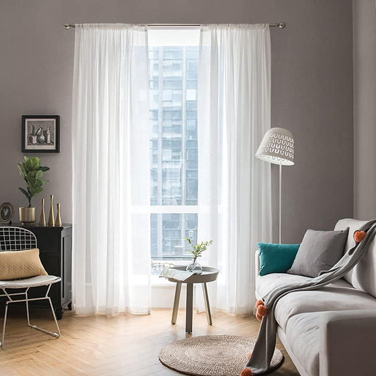 MIULEE 2 Panels White Sheer Curtains for Living Room 54 X 105 Inches