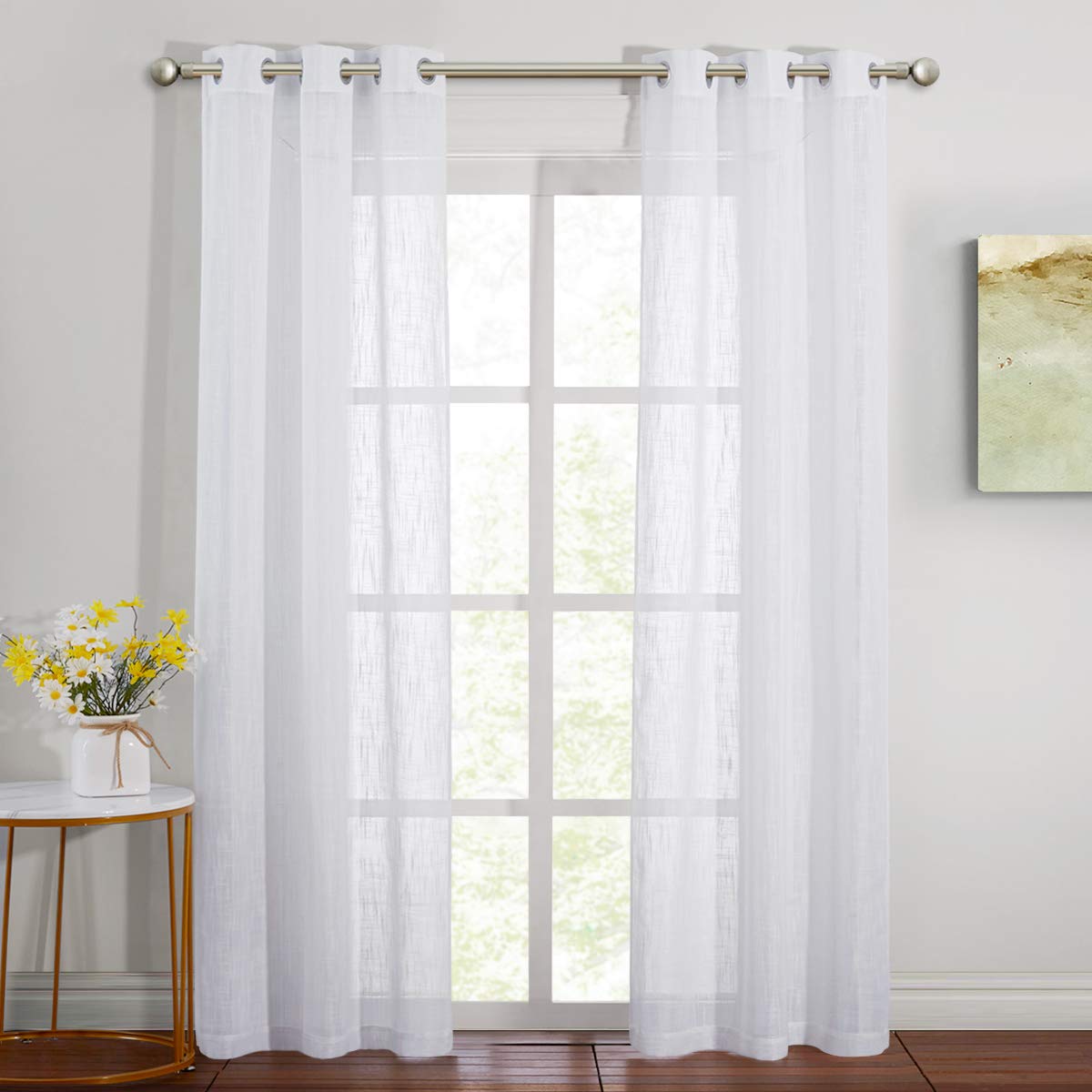 NICETOWN White Sheer Curtains for Windows 84 Inch Length, 52" W, 2 Panels
