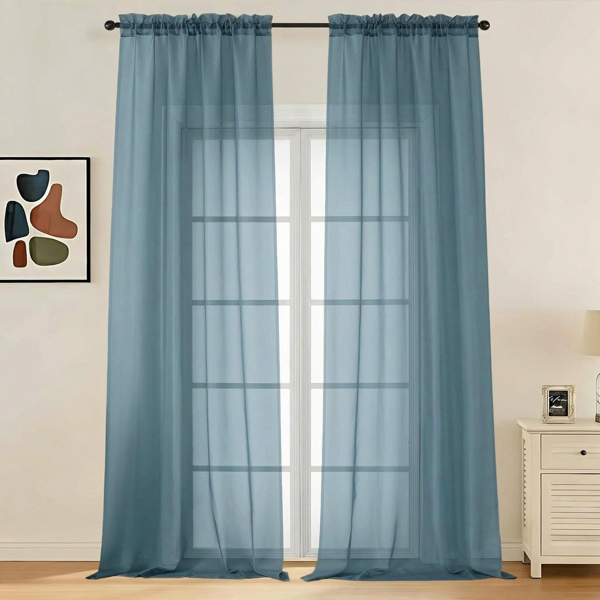 LIVEKID White Sheer Curtains 84 Inches Long 2 Panels - Light Filtering Breathable Voile Textured Sheer Curtains for Bedroom/Living Room, Rod Pocket Soft Elagant & Airy Solid Drapes, W42 x L84