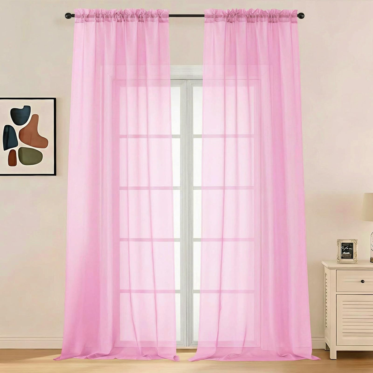 LIVEKID White Sheer Curtains 84 Inches Long 2 Panels - Light Filtering Breathable Voile Textured Sheer Curtains for Bedroom/Living Room, Rod Pocket Soft Elagant & Airy Solid Drapes, W42 x L84