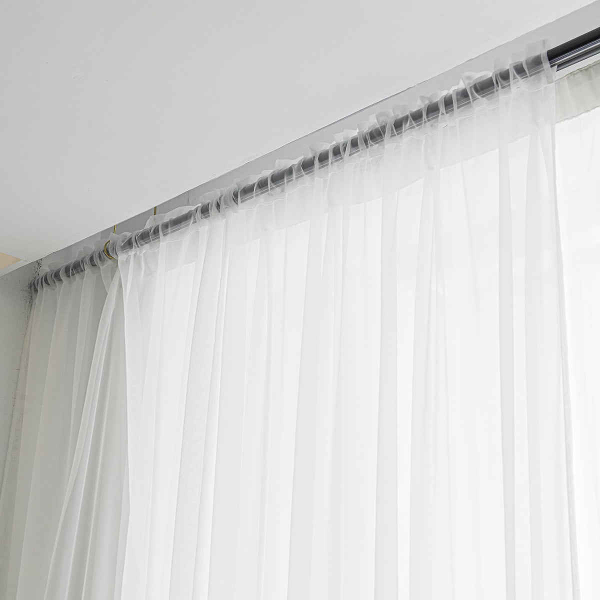 ABCHOME White Sheer Curtains 84 Inches Long 2 Panels,Rod Pocket Voile Semi Sheer Window Curtains for Kitchen, Bedroom and Living Room(White, 52 W x 84 L)