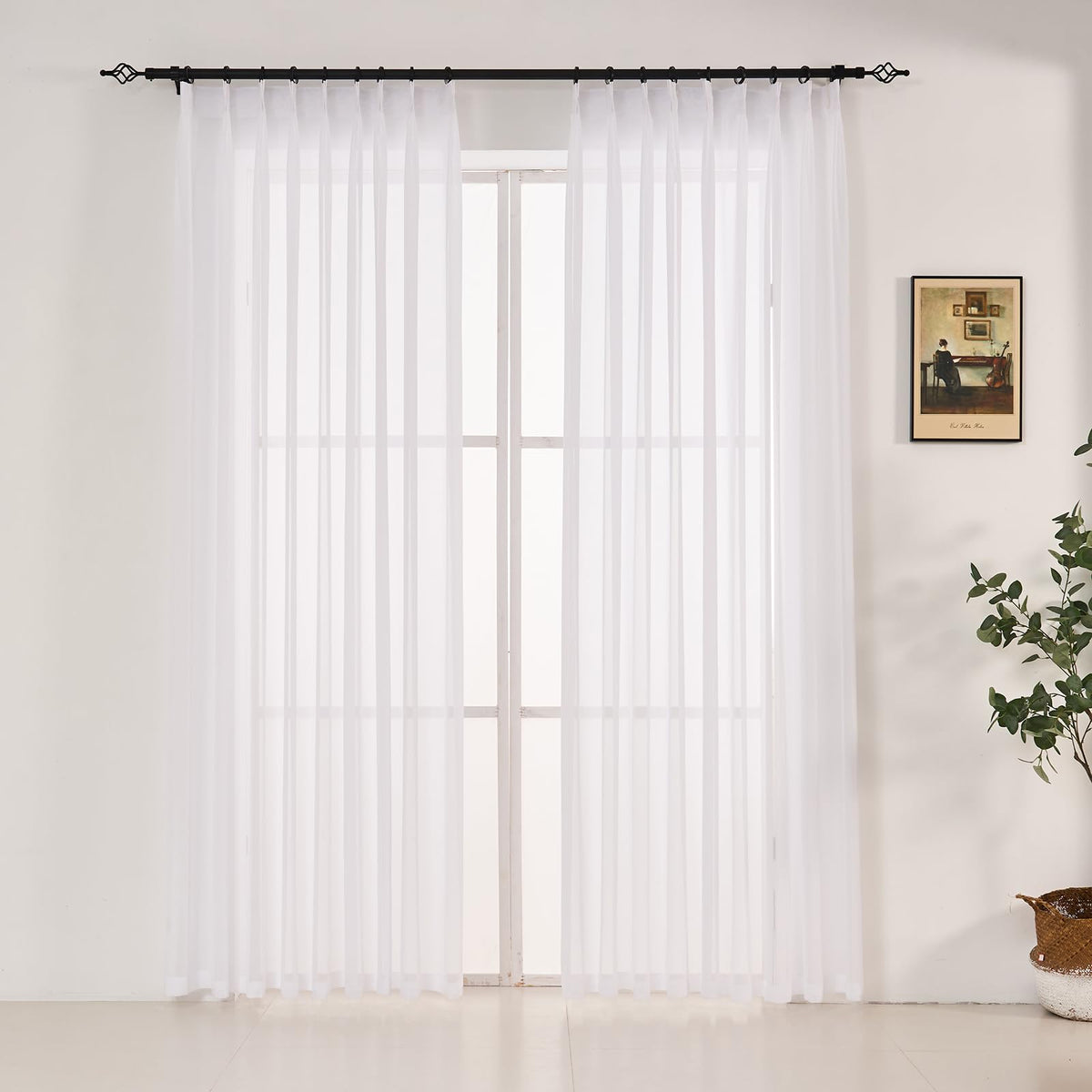 Sheer Curtains 120 inch Length for Living Room, 1 Panel, 52" W x 120" L