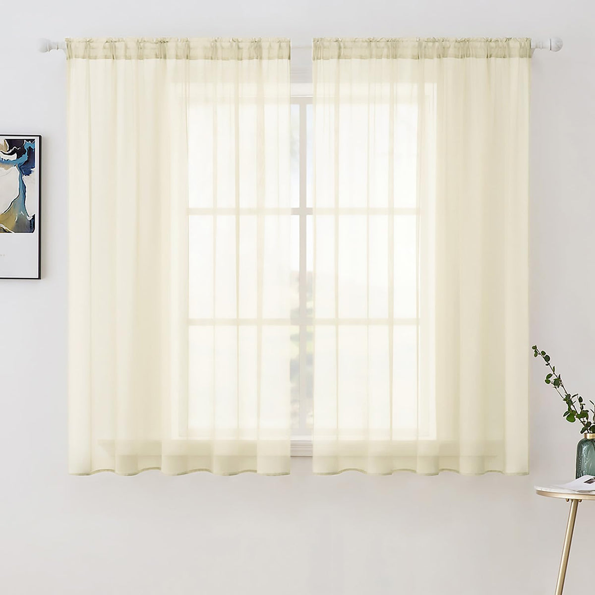 MIULEE 2 Panels White Sheer Curtains for Living Room 54 X 105 Inches