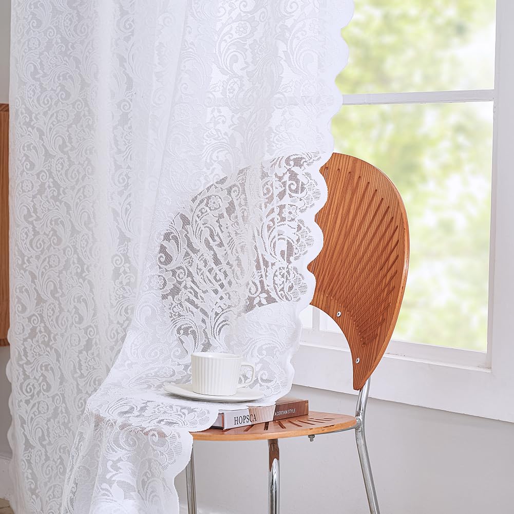 ALIGOGO Black Lace Curtains for Bedroom, Gothic Style, 52W x 63L Inch