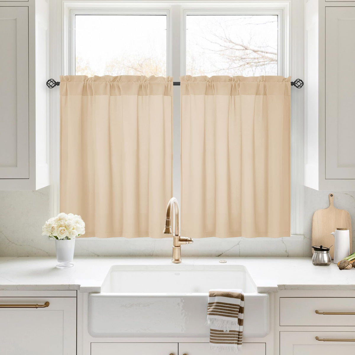 HOMEIDEAS Non-See-Through White Privacy Sheer Curtains, 52 X 96 Inches Long
