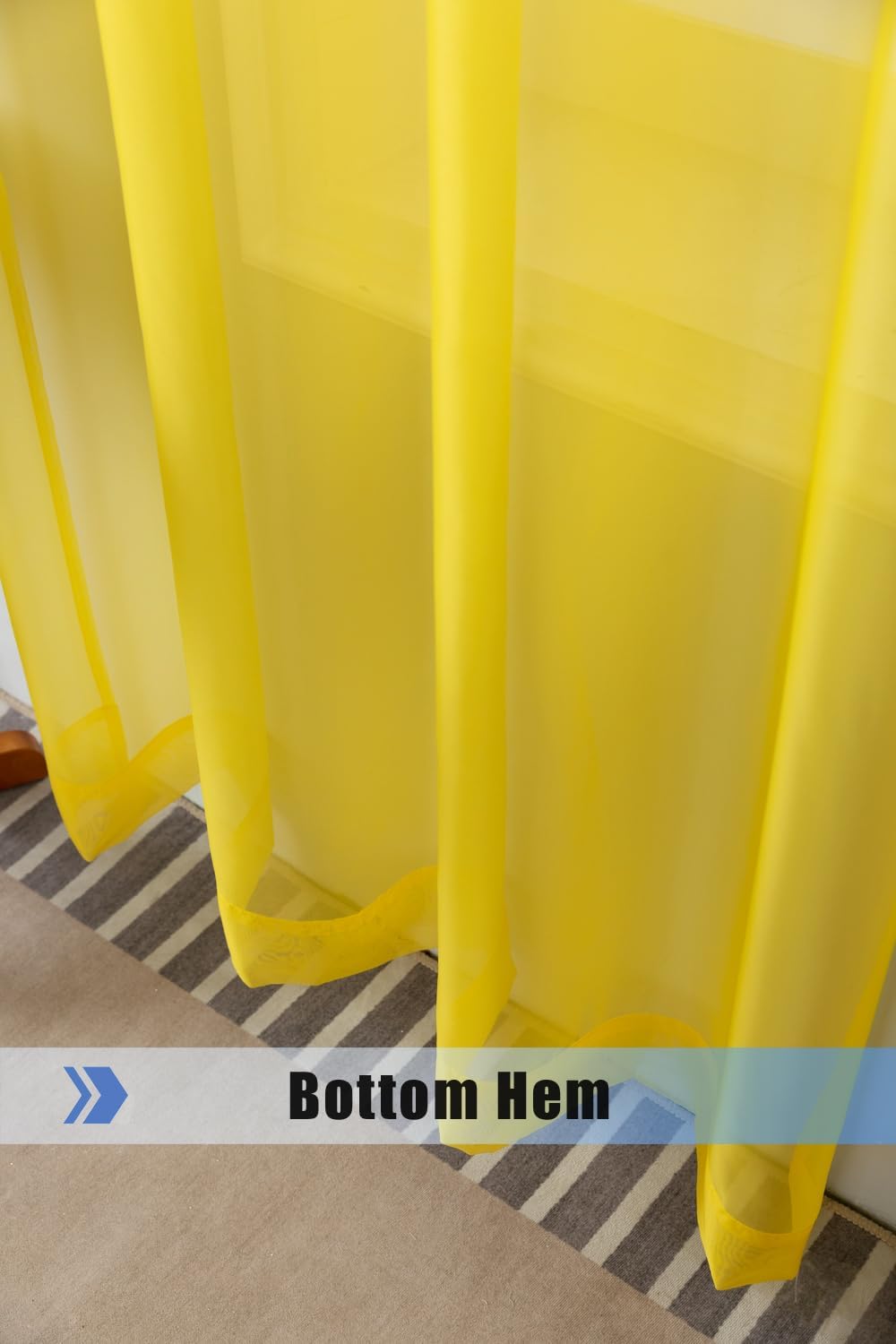 WPM Yellow Color Sheer Curtains 58" Wide x 84" Long 2 Panels Livingroom Window Treatment Rod Pocket Sheer Voile for Bedroom, Kitchen, Children Room Fully Stitched and Hemmed