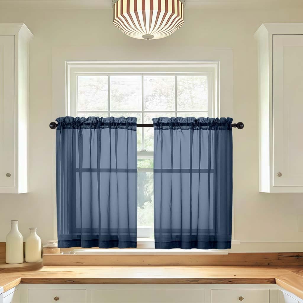 LIVEKID White Sheer Curtains 84 Inches Long 2 Panels - Light Filtering Breathable Voile Textured Sheer Curtains for Bedroom/Living Room, Rod Pocket Soft Elagant & Airy Solid Drapes, W42 x L84