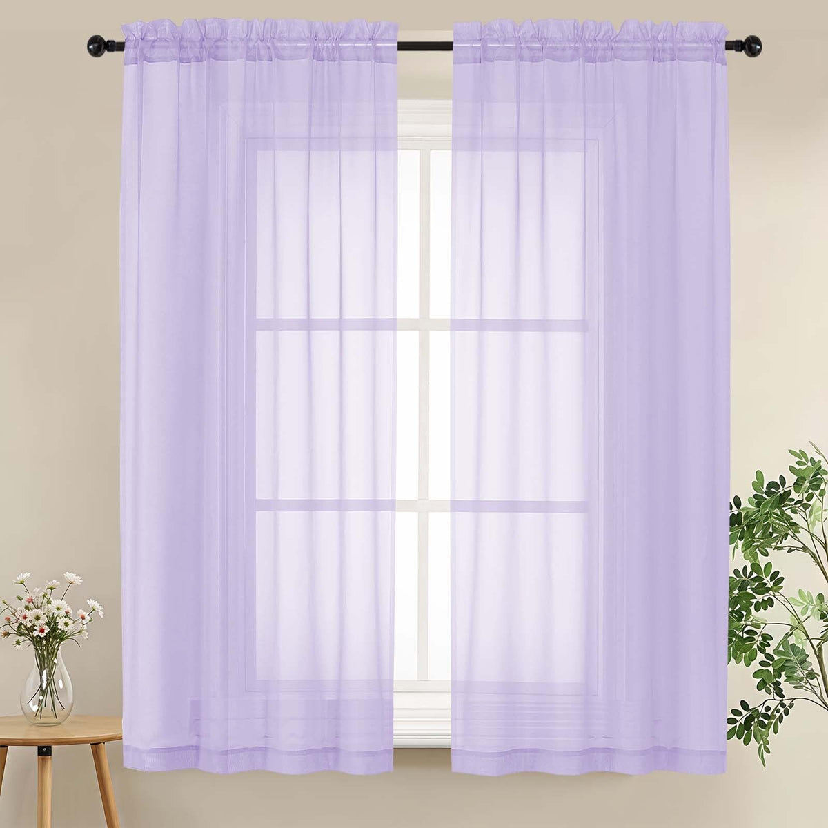 LIVEKID White Sheer Curtains 84 Inches Long 2 Panels - Light Filtering Breathable Voile Textured Sheer Curtains for Bedroom/Living Room, Rod Pocket Soft Elagant & Airy Solid Drapes, W42 x L84