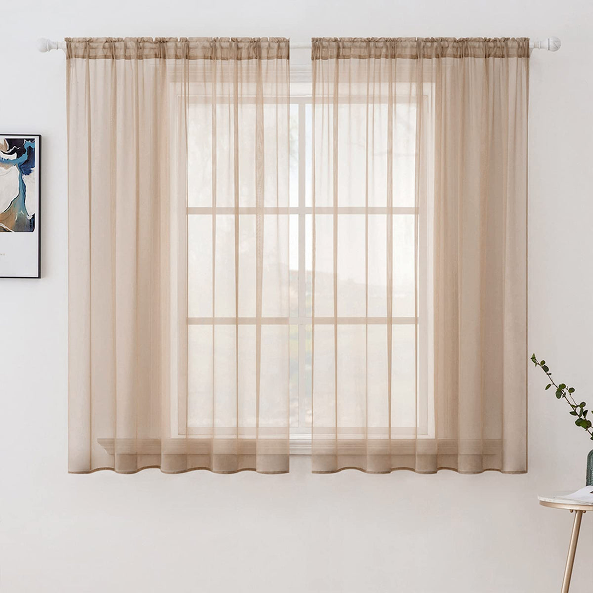 MIULEE 2 Panels White Sheer Curtains for Living Room 54 X 105 Inches
