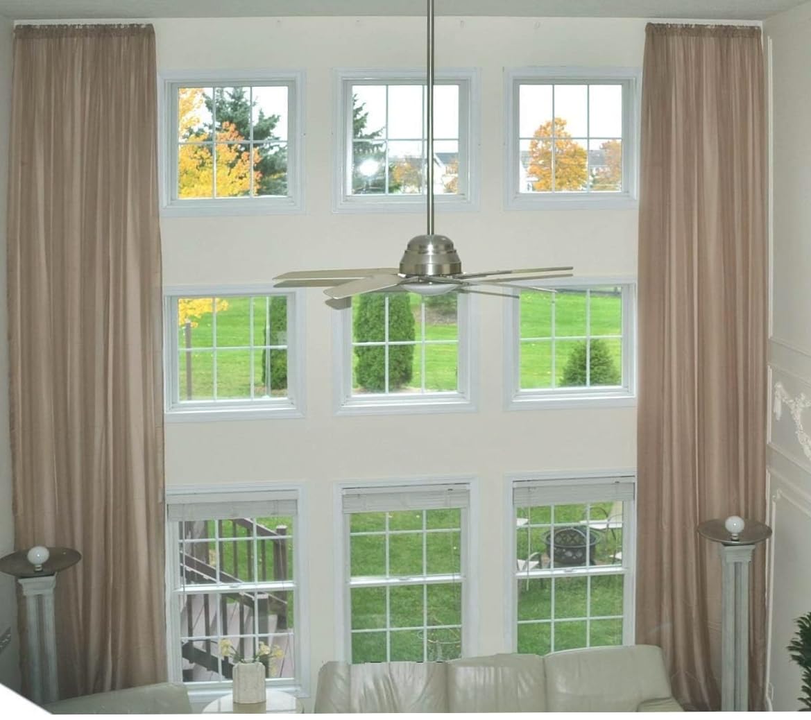 Ikiriska Extra Long Sheer Voile Curtain Sheer Voile with Pocket top (1 Panel) Custom Made (White, 9 ft)