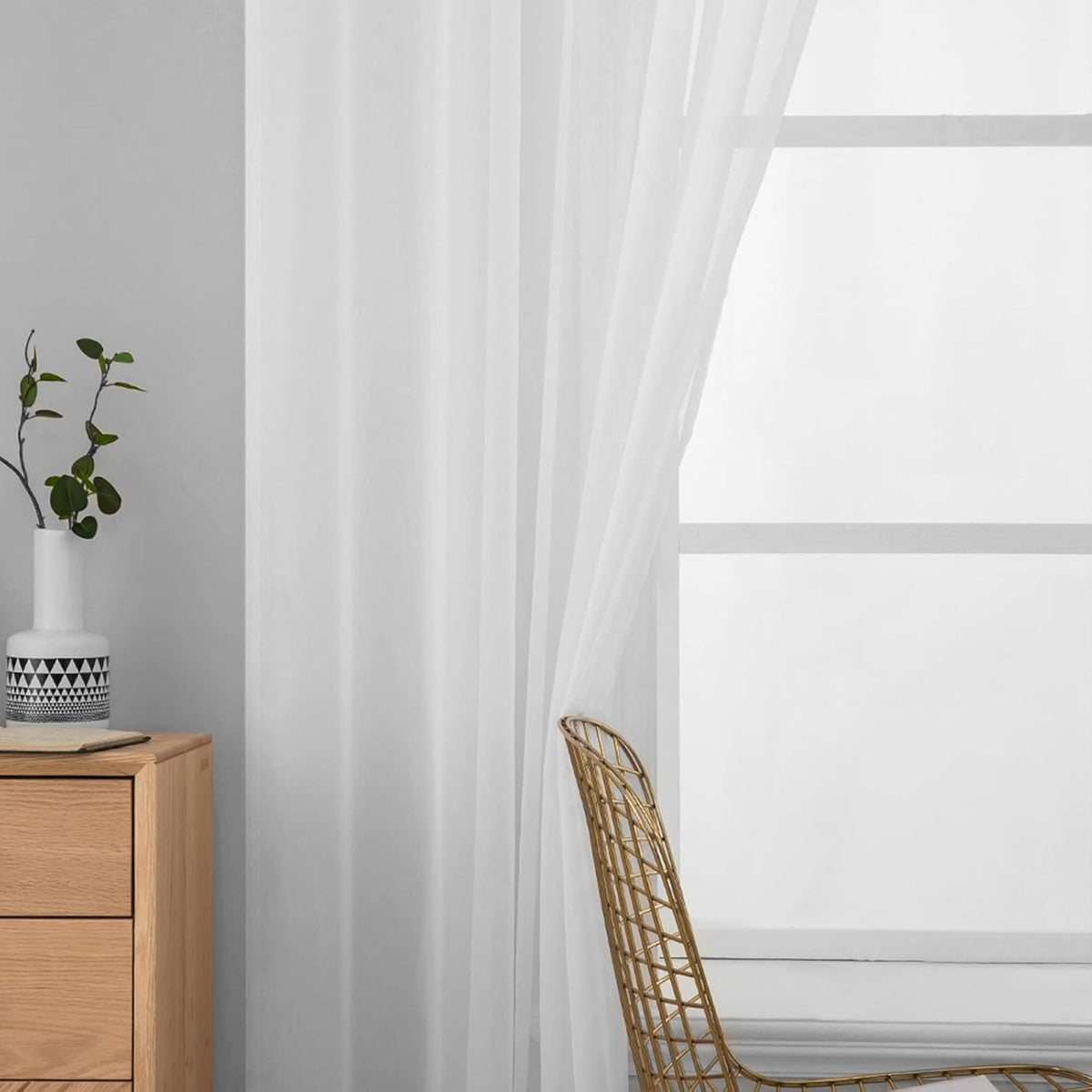 MIULEE 2 Panels White Sheer Curtains for Living Room 54 X 105 Inches