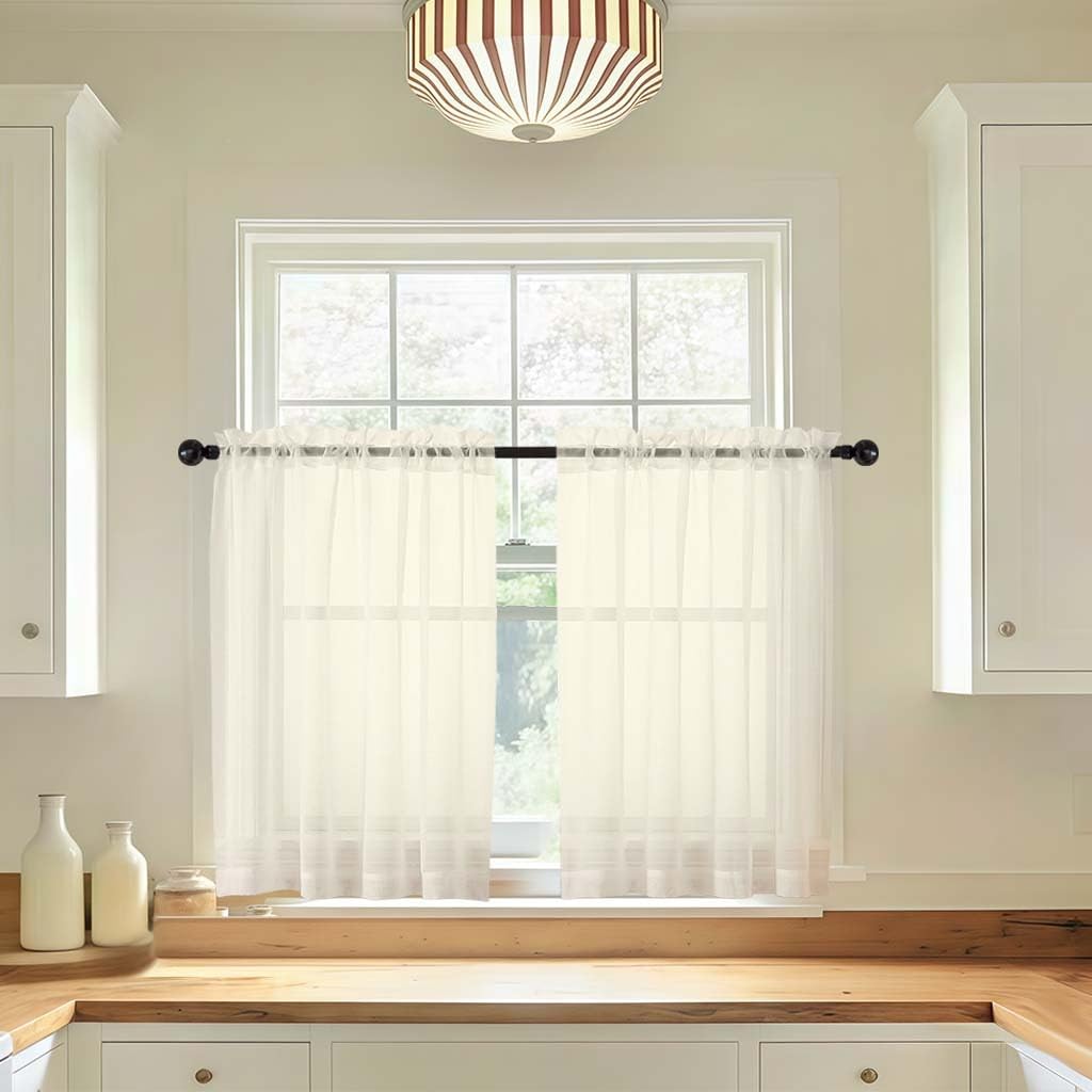 LIVEKID White Sheer Curtains 84 Inches Long 2 Panels - Light Filtering Breathable Voile Textured Sheer Curtains for Bedroom/Living Room, Rod Pocket Soft Elagant & Airy Solid Drapes, W42 x L84