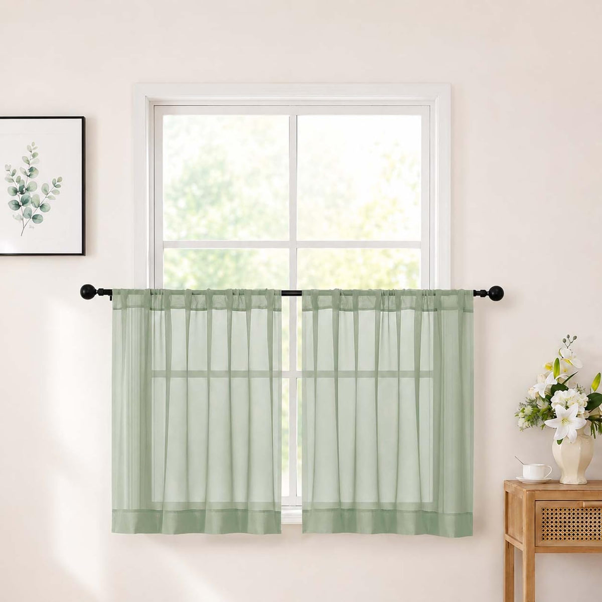 Chyhomenyc White Sheer Curtains 84 inch Long for Living Room, 2 Panels