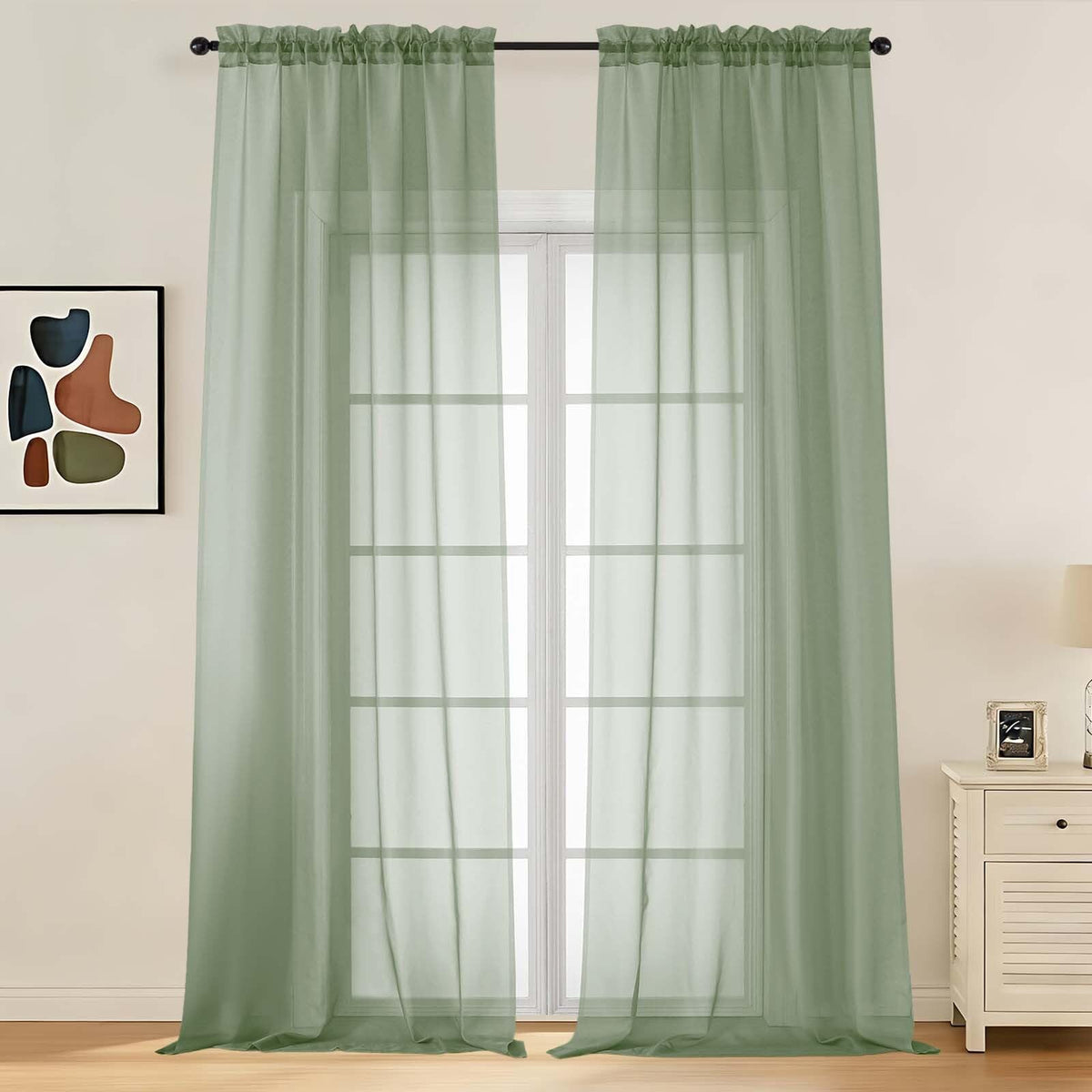 LIVEKID White Sheer Curtains 84 Inches Long 2 Panels - Light Filtering Breathable Voile Textured Sheer Curtains for Bedroom/Living Room, Rod Pocket Soft Elagant & Airy Solid Drapes, W42 x L84