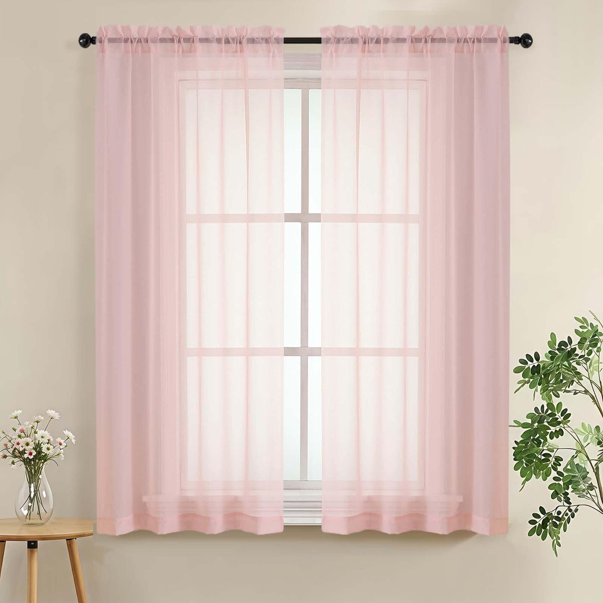 LIVEKID White Sheer Curtains 84 Inches Long 2 Panels - Light Filtering Breathable Voile Textured Sheer Curtains for Bedroom/Living Room, Rod Pocket Soft Elagant & Airy Solid Drapes, W42 x L84