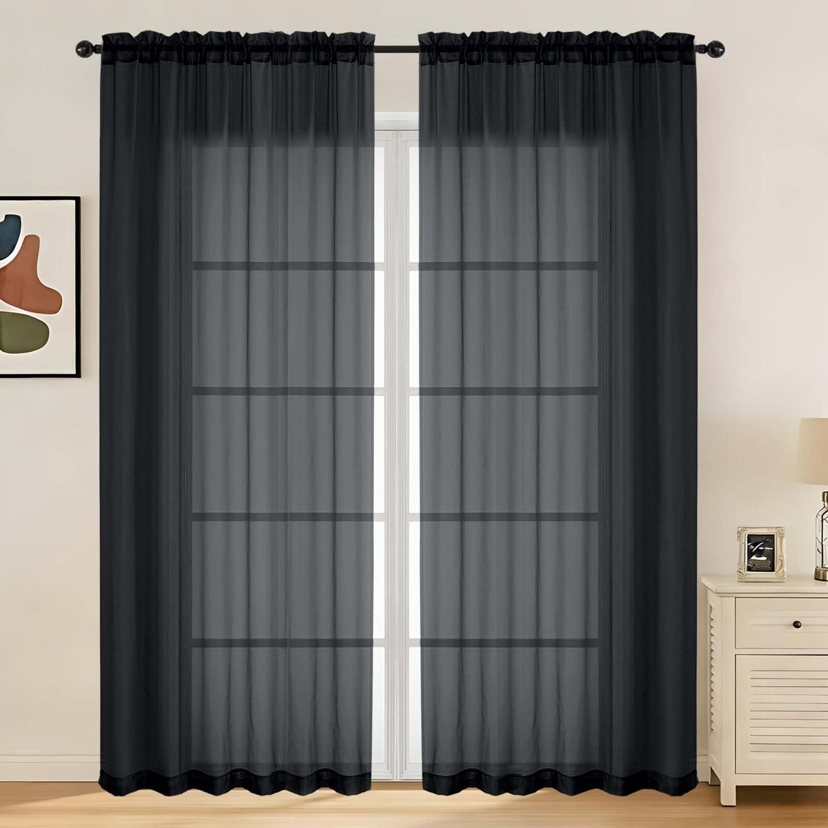 LIVEKID White Sheer Curtains 84 Inches Long 2 Panels - Light Filtering Breathable Voile Textured Sheer Curtains for Bedroom/Living Room, Rod Pocket Soft Elagant & Airy Solid Drapes, W42 x L84