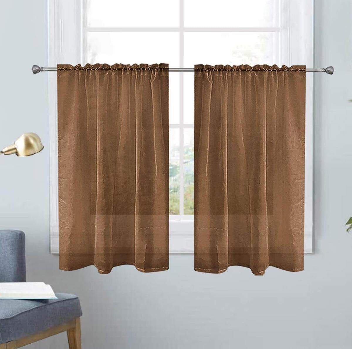 SpaceDresser Basic Rod Pocket Sheer Voile Window Curtain Panels White 1 Pair 2 Panels 52 Width 84 Inch Long for Kitchen Bedroom Children Living Room Yard(White,52 W x 84 L)