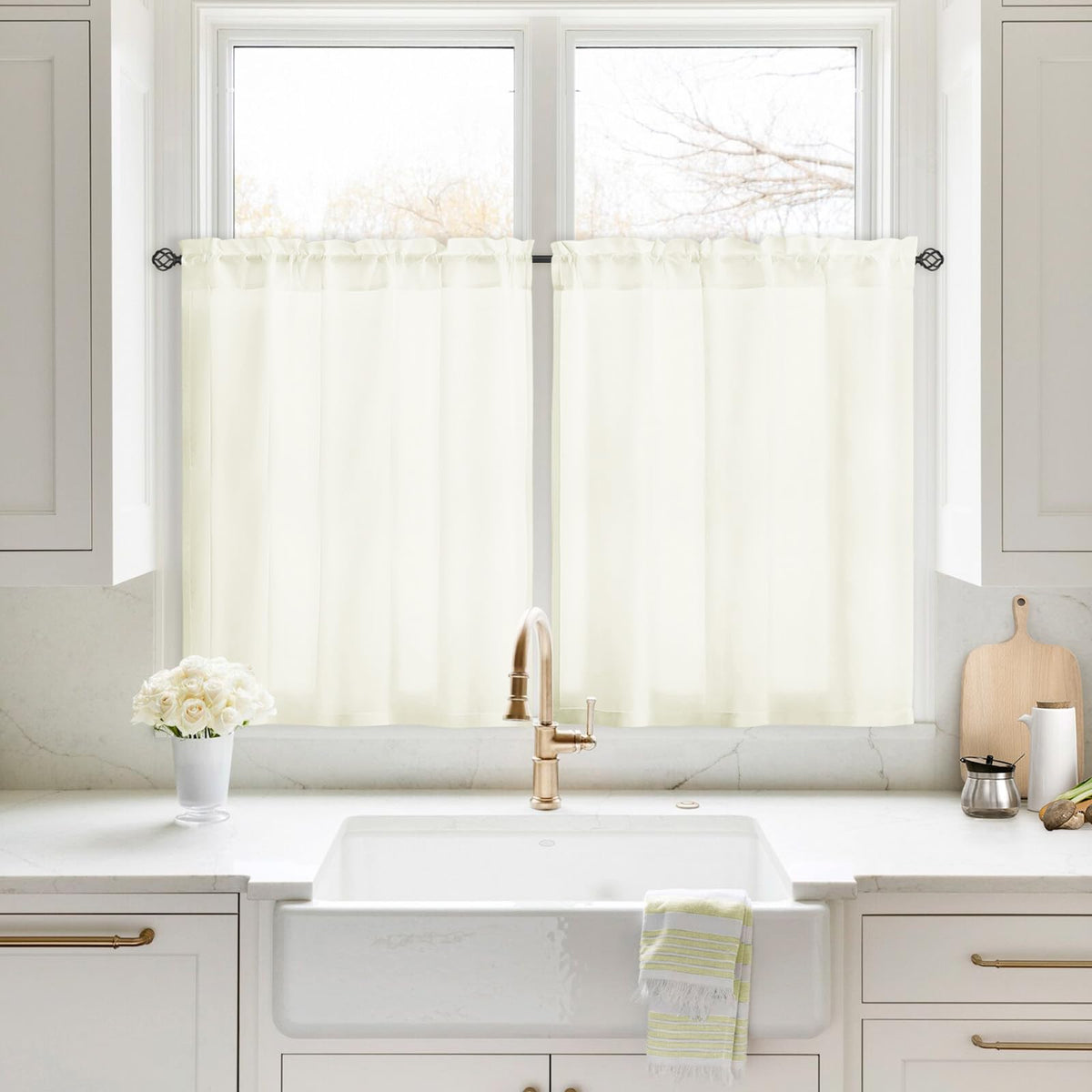 HOMEIDEAS Non-See-Through White Privacy Sheer Curtains, 52 X 96 Inches Long