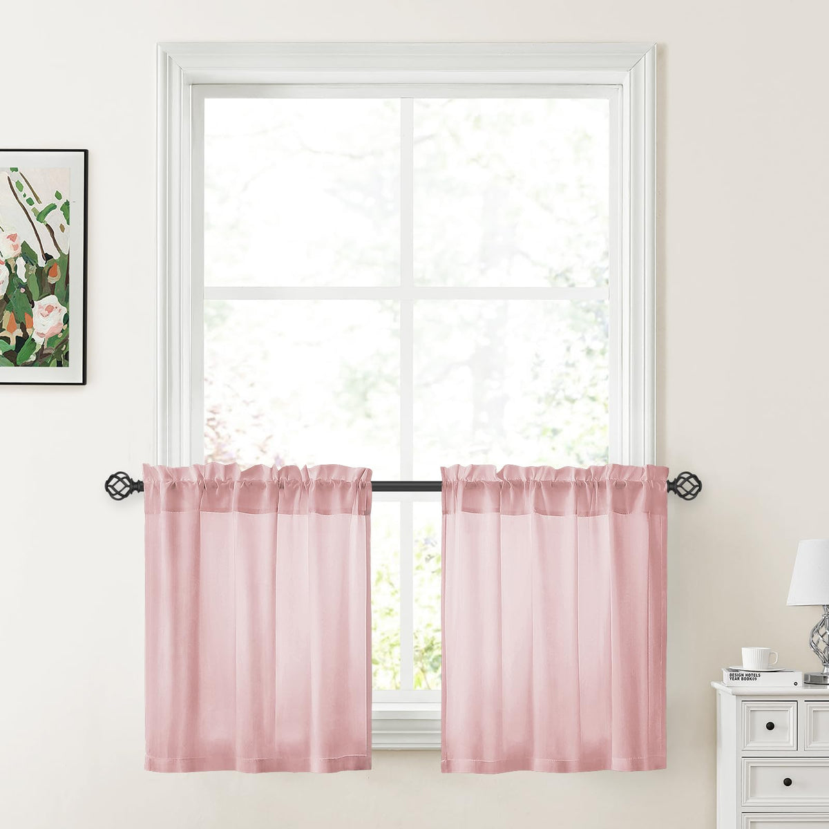 HOMEIDEAS Non-See-Through White Privacy Sheer Curtains, 52 X 96 Inches Long