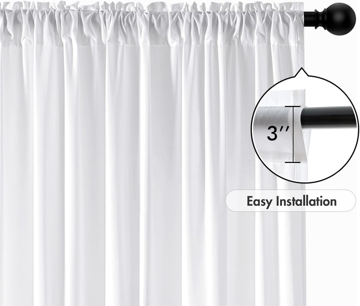 MIULEE White Privacy Sheer Curtains 2 Panels 42W x 84L