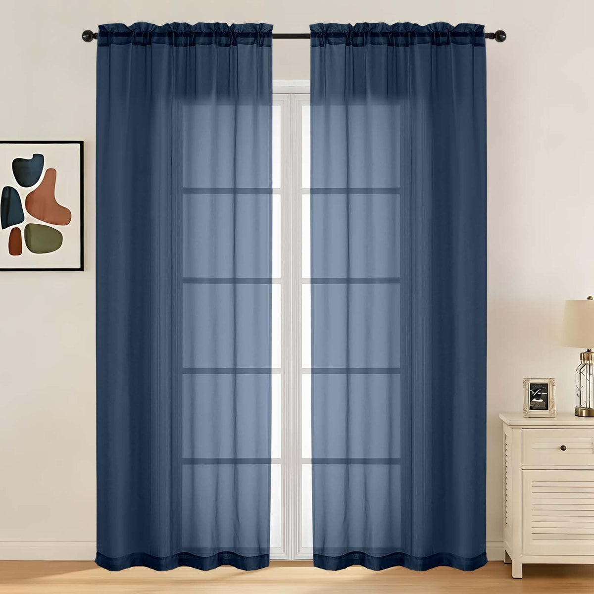 LIVEKID White Sheer Curtains 84 Inches Long 2 Panels - Light Filtering Breathable Voile Textured Sheer Curtains for Bedroom/Living Room, Rod Pocket Soft Elagant & Airy Solid Drapes, W42 x L84