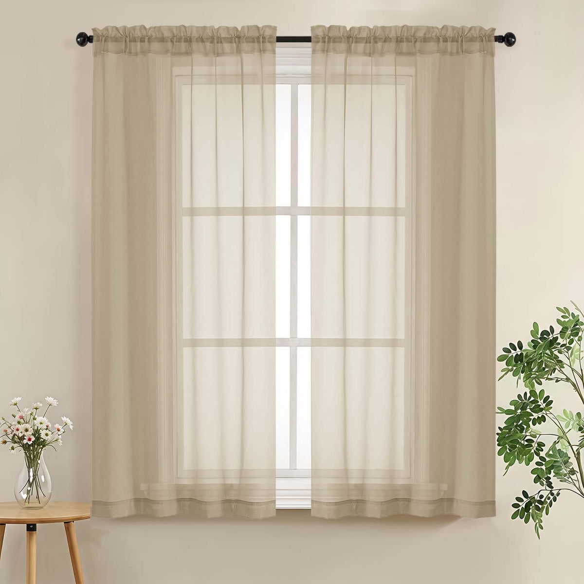 LIVEKID White Sheer Curtains 84 Inches Long 2 Panels - Light Filtering Breathable Voile Textured Sheer Curtains for Bedroom/Living Room, Rod Pocket Soft Elagant & Airy Solid Drapes, W42 x L84