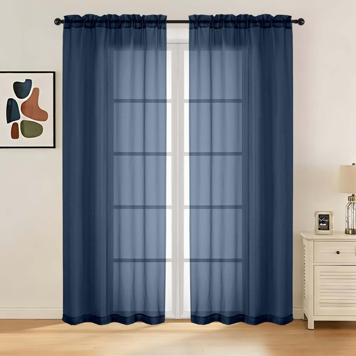 LIVEKID White Sheer Curtains 84 Inches Long 2 Panels - Light Filtering Breathable Voile Textured Sheer Curtains for Bedroom/Living Room, Rod Pocket Soft Elagant & Airy Solid Drapes, W42 x L84