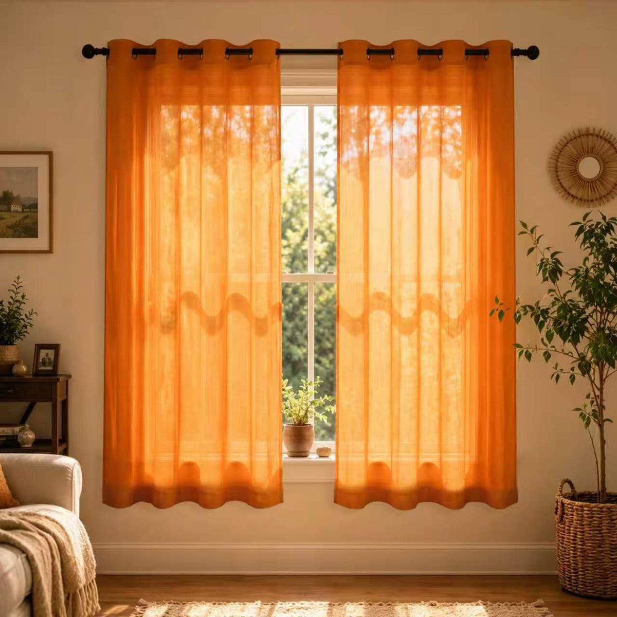 Mrs.Naturall Black Sheer Curtains 84 Inches Long for Living Room Set of 2 Panels Ring Grommet Window Curtain Panels for Bedroom 52x84 Inch Length