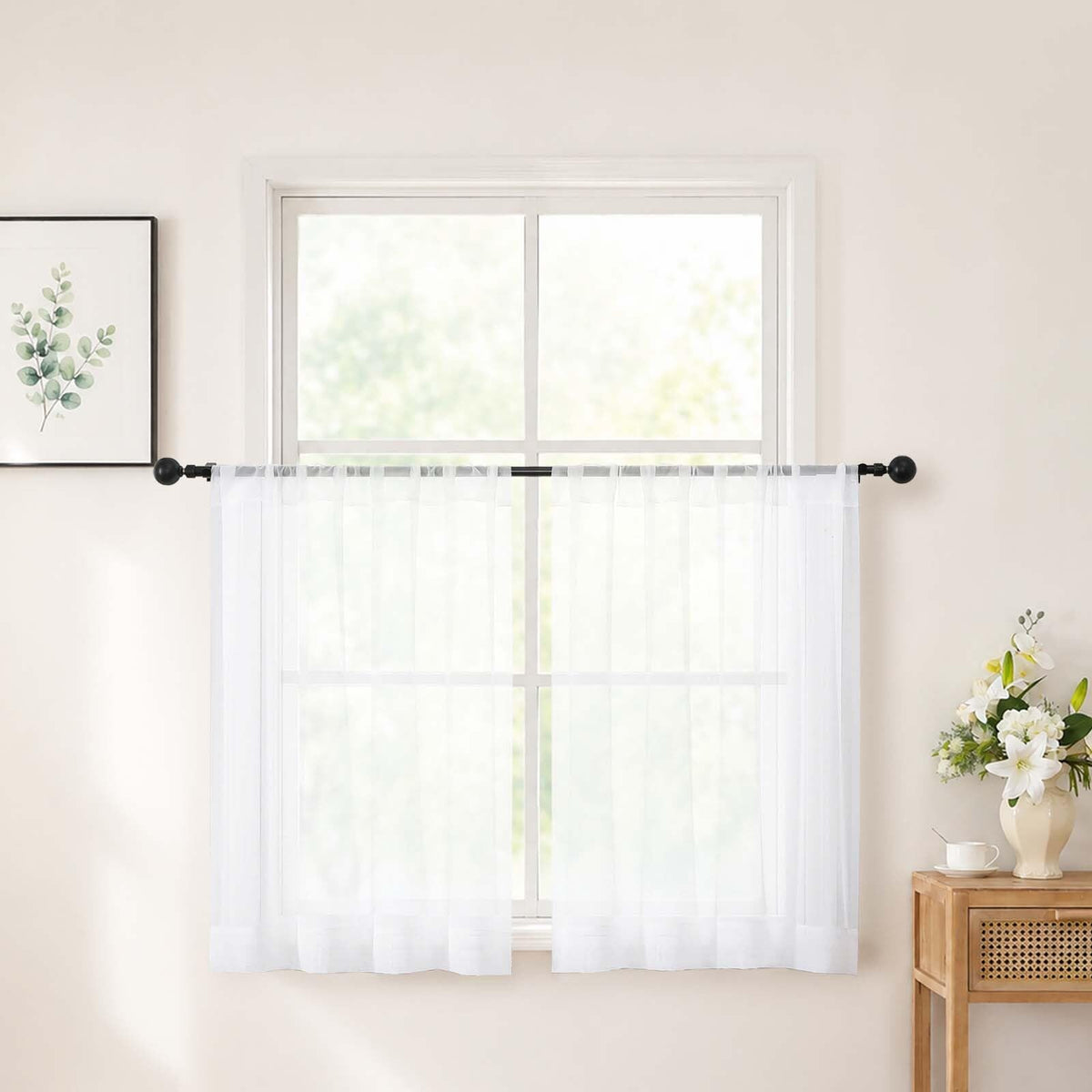 Chyhomenyc White Sheer Curtains 84 inch Long for Living Room, 2 Panels