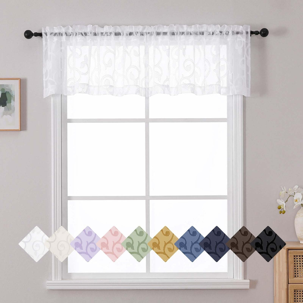 Dusty Blue Sheer Curtains for Bedroom Living Room 72 Inches Long 2 Panels Set, Soft Airy Geometric Jacquard Clip Curtains Drapes, Modern Rod Pocket Door Curtain, 2Pcs Each 42" Wx72 L Inch