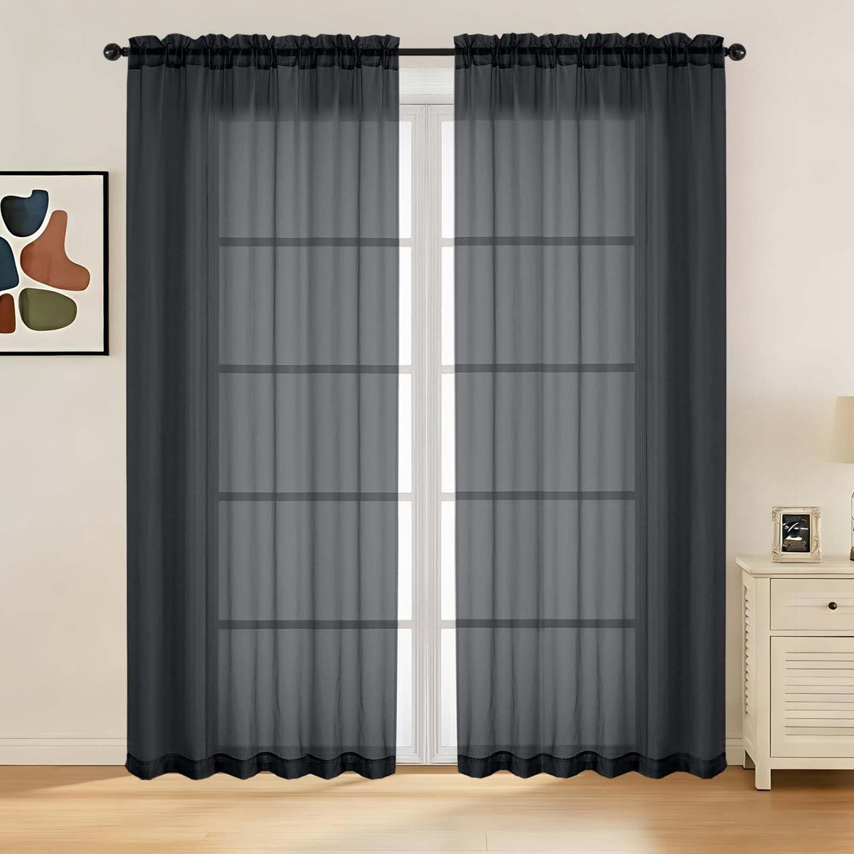 LIVEKID White Sheer Curtains 84 Inches Long 2 Panels - Light Filtering Breathable Voile Textured Sheer Curtains for Bedroom/Living Room, Rod Pocket Soft Elagant & Airy Solid Drapes, W42 x L84