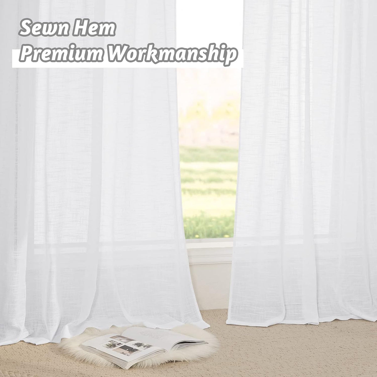 RYB HOME Sliding Patio Door Sheer Curtains, Extra Wide Room Divider Drape