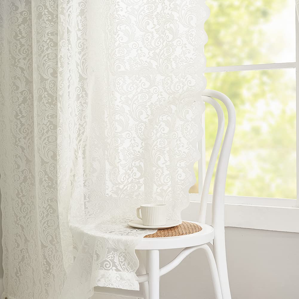 ALIGOGO Black Lace Curtains for Bedroom, Gothic Style, 52W x 63L Inch