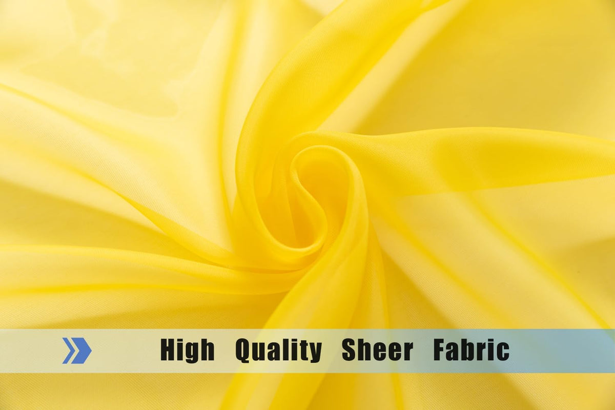 WPM Yellow Color Sheer Curtains 58" Wide x 84" Long 2 Panels Livingroom Window Treatment Rod Pocket Sheer Voile for Bedroom, Kitchen, Children Room Fully Stitched and Hemmed