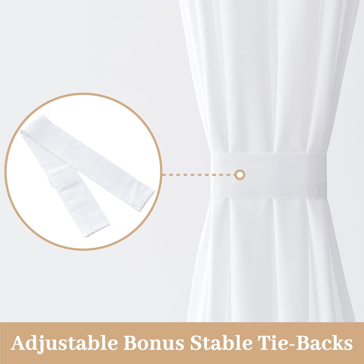 MIULEE Non-See-Through White Sidelight Curtains 2 Panels 26 x 72 inches
