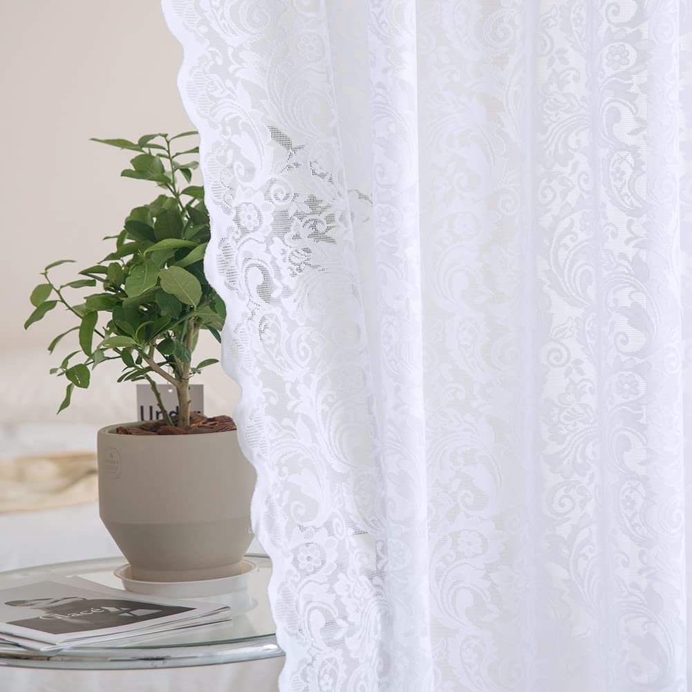 ALIGOGO Black Lace Curtains for Bedroom, Gothic Style, 52W x 63L Inch