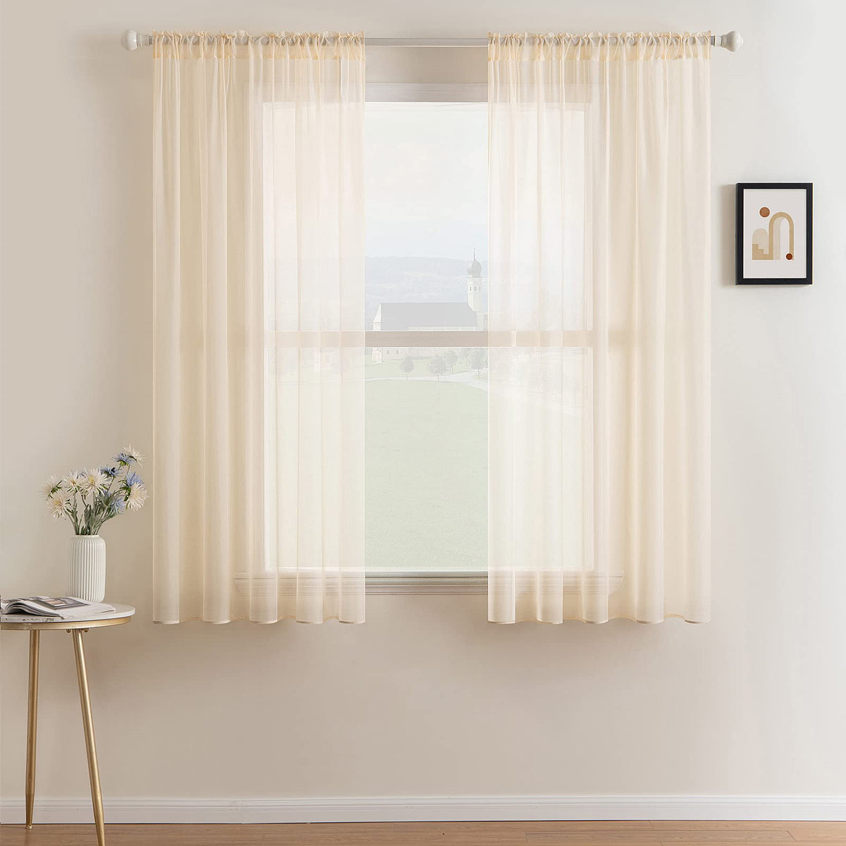 MIULEE 2 Panels White Sheer Curtains for Living Room 54 X 102 Inches