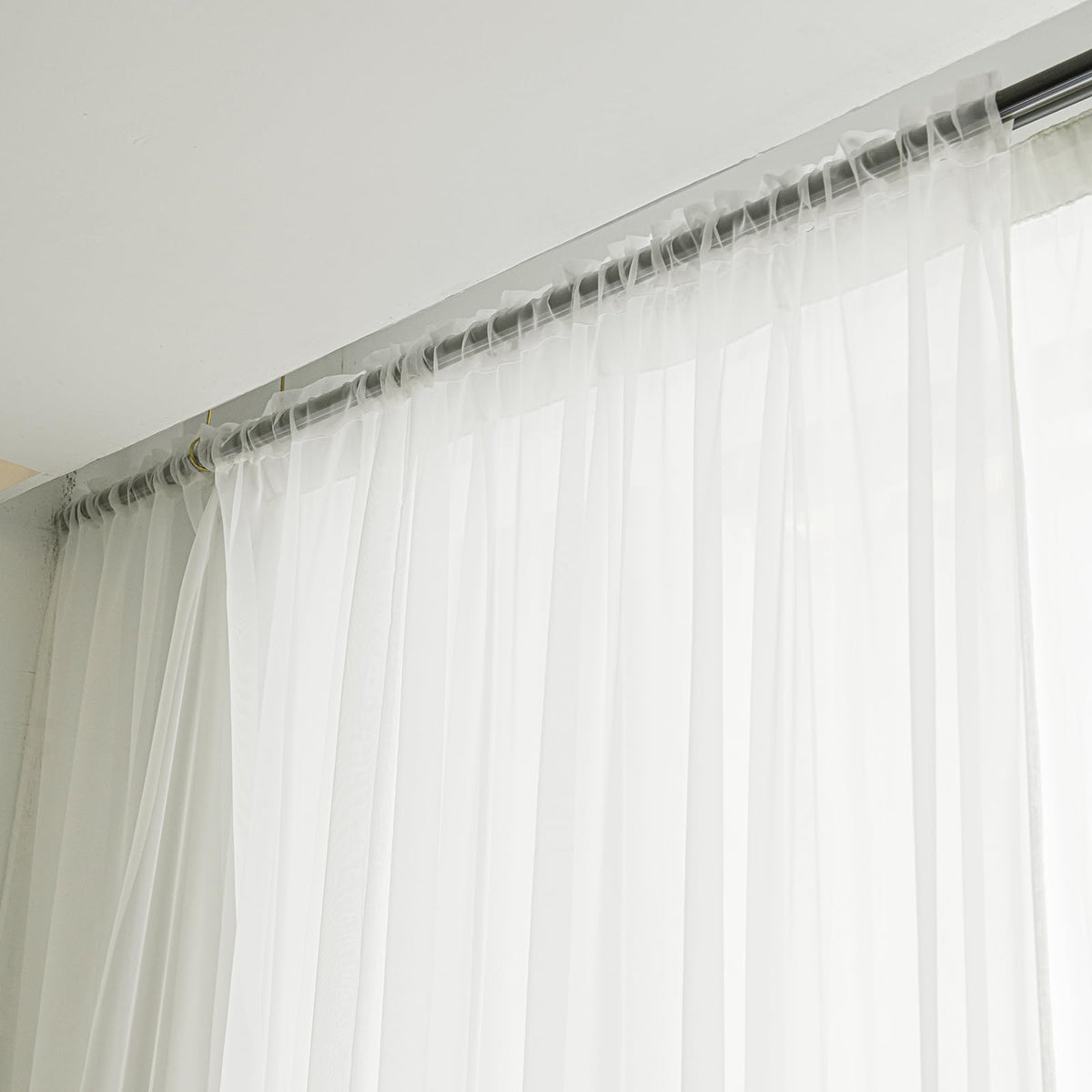 ABCHOME White Sheer Curtains 84 Inches Long 2 Panels,Rod Pocket Voile Semi Sheer Window Curtains for Kitchen, Bedroom and Living Room(White, 52 W x 84 L)