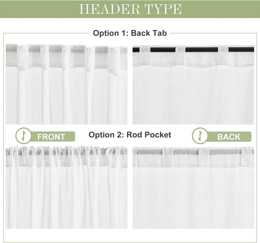 PONY DANCE White Sheer Curtains 96 inches Long, 2 Panels