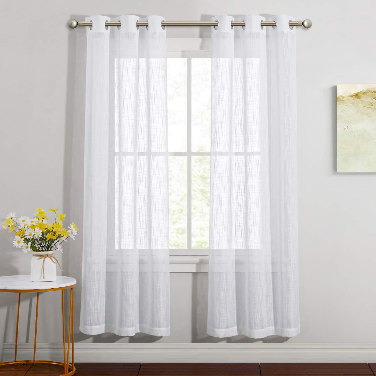 NICETOWN White Sheer Curtains for Windows 84 Inch Length, 52" W, 2 Panels