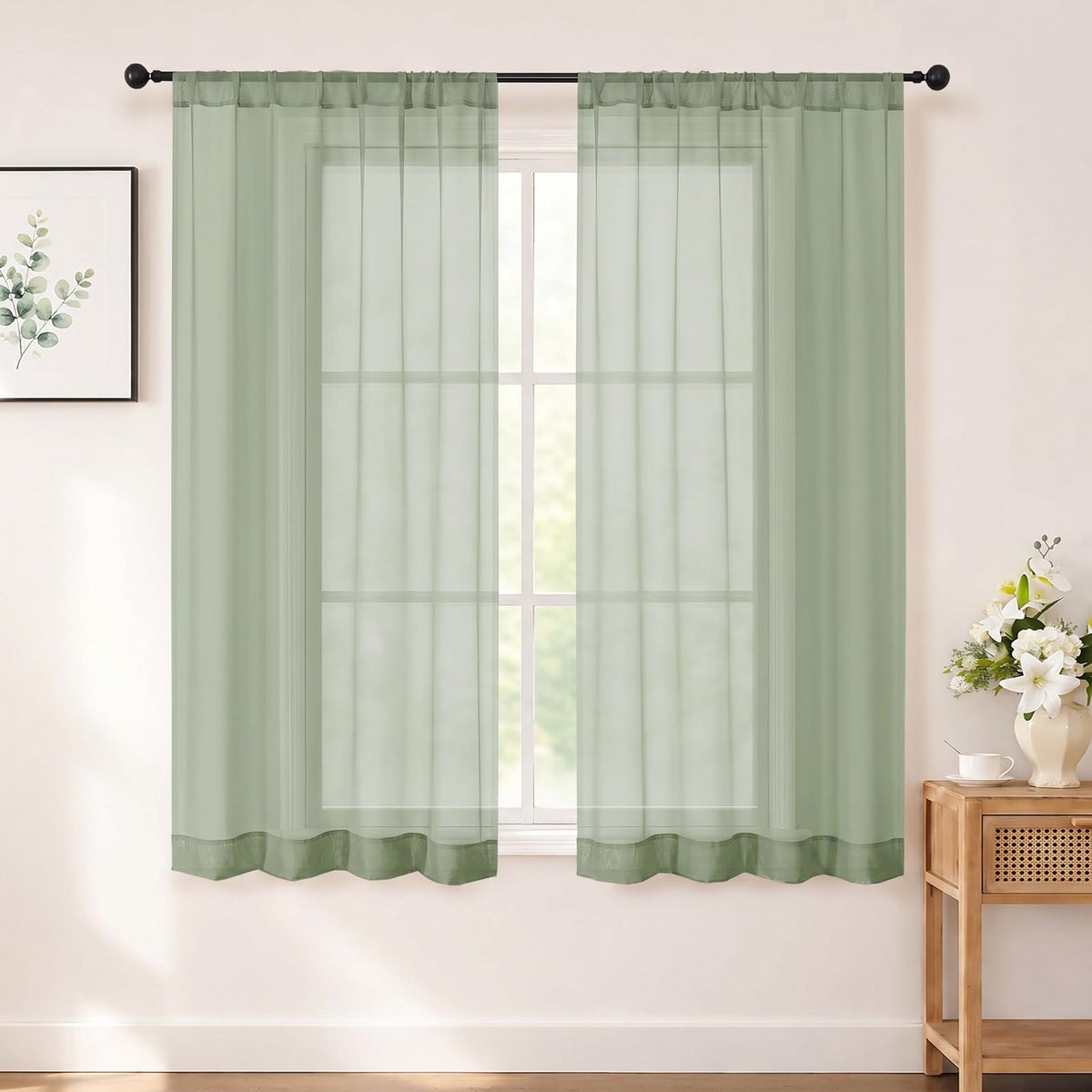 Chyhomenyc White Sheer Curtains 84 inch Long for Living Room, 2 Panels