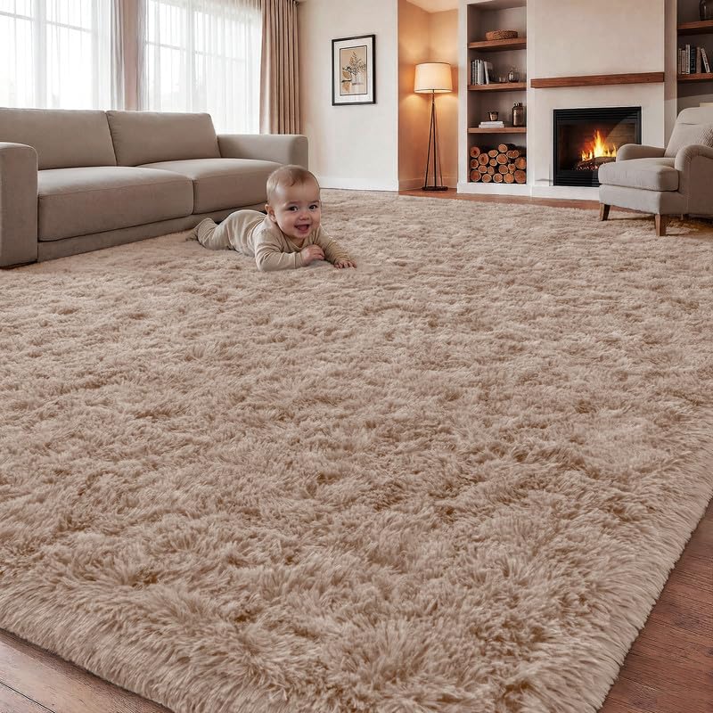 5x7 Area Rug Living Room: Bedroom Fluffy Shag Fuzzy Carpet Black
