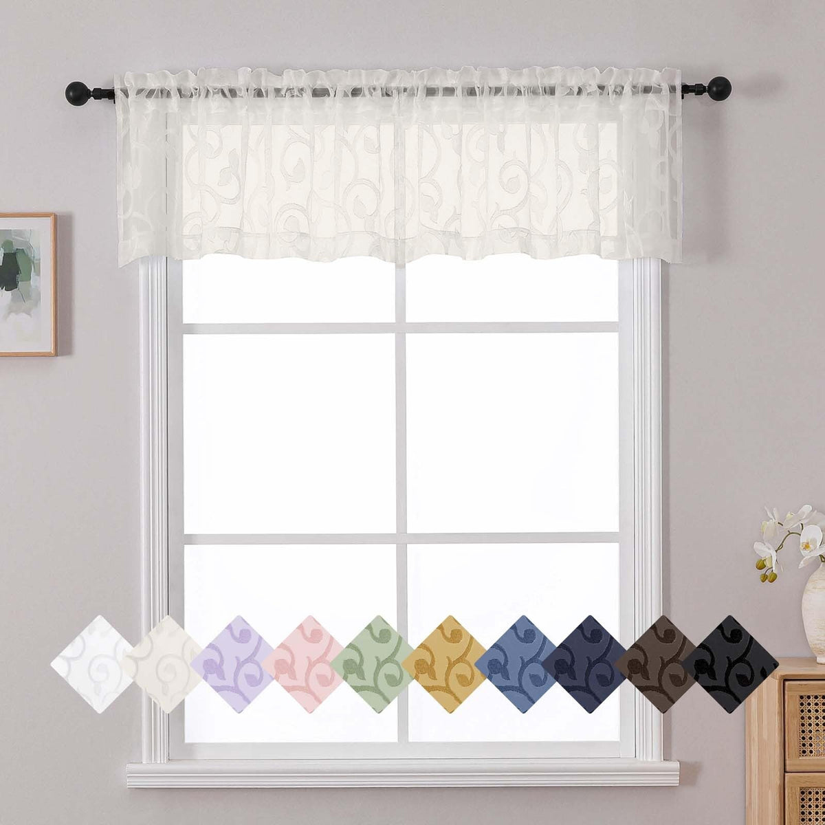 Dusty Blue Sheer Curtains for Bedroom Living Room 72 Inches Long 2 Panels Set, Soft Airy Geometric Jacquard Clip Curtains Drapes, Modern Rod Pocket Door Curtain, 2Pcs Each 42" Wx72 L Inch
